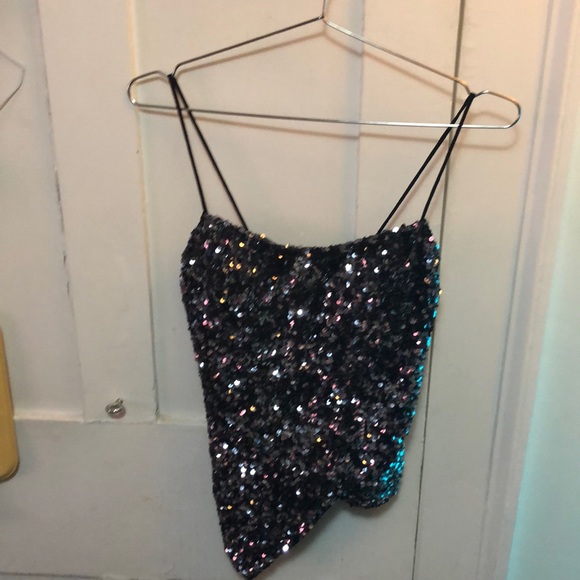 Cache grey sequins top with asymmetrical bottom - Picture 2 of 4